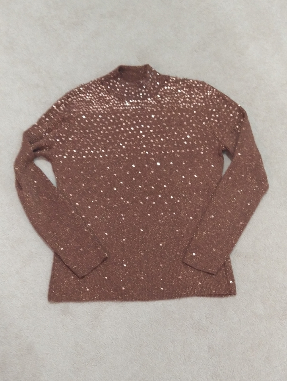 Brown Shimmer Sequin Turtleneck Sweater